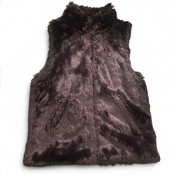 Mixit Dark Brown Faux Fur Zip-Up Ves - Picture 2 of 5